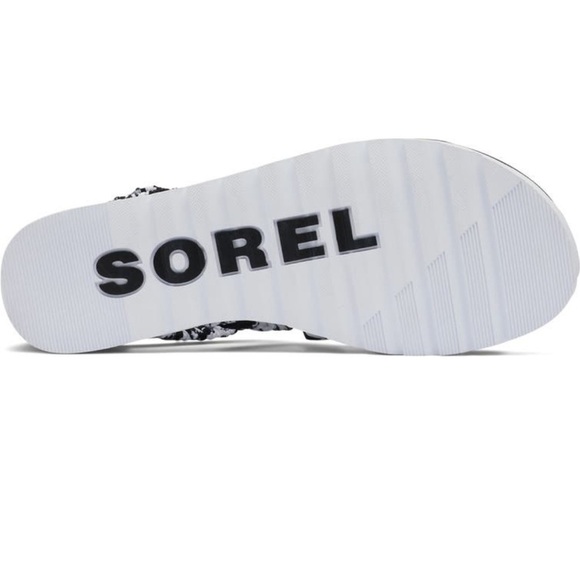 Sorel Ella II Ankle Strap Sandal Black & White - Picture 4 of 6